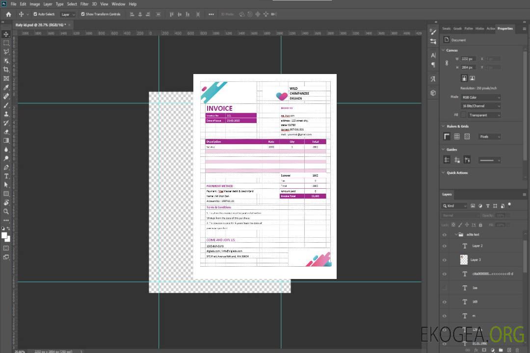 Modèle de facture d'agence de publicité numérique template